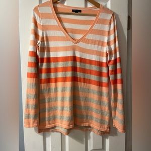 Womens size medium tommy hilfiger striped sweater orange long sleeve top shirt